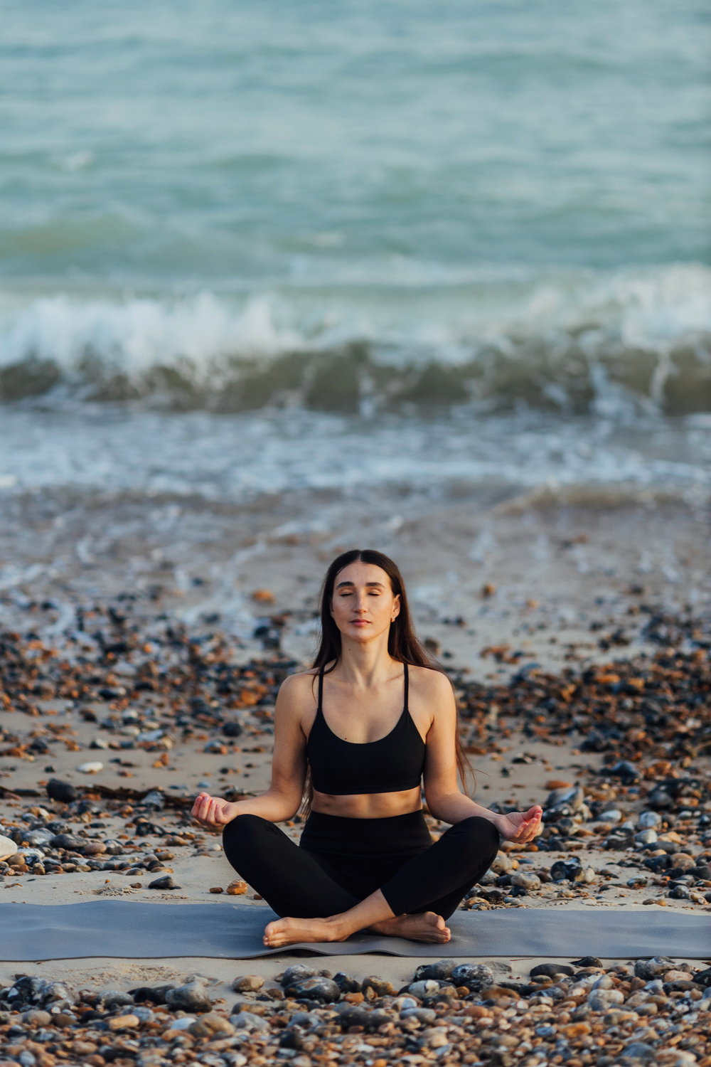 Yoga session detail during a quiet movement sequence