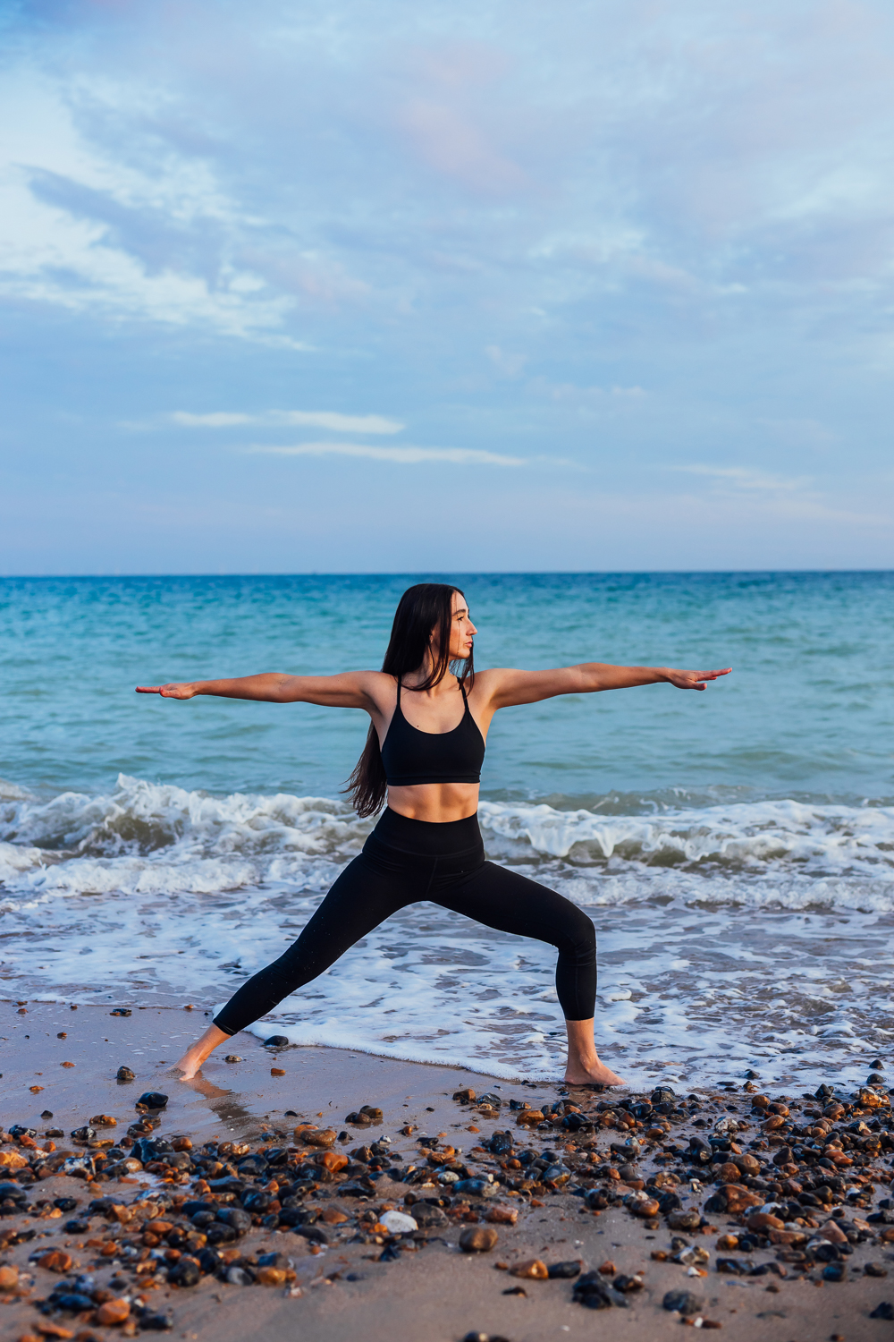 Presentational yoga portrait with a calm expression