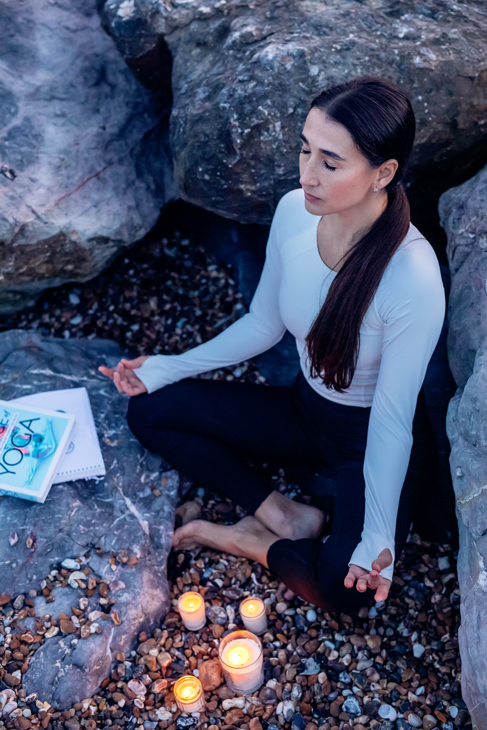 Sunset beach yoga image for a new personal brand