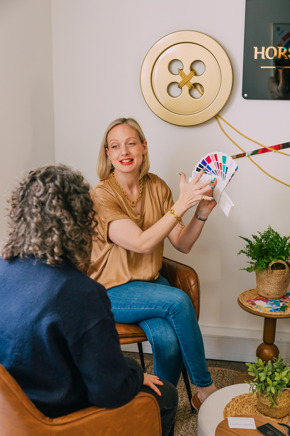 Colour drapes used during Michaela's client consultation