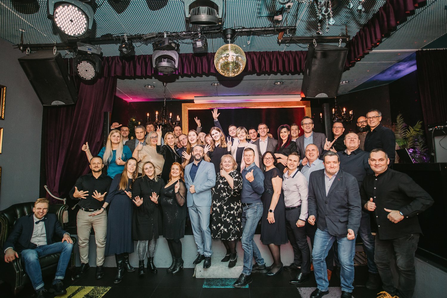Formal group portrait during an evening event