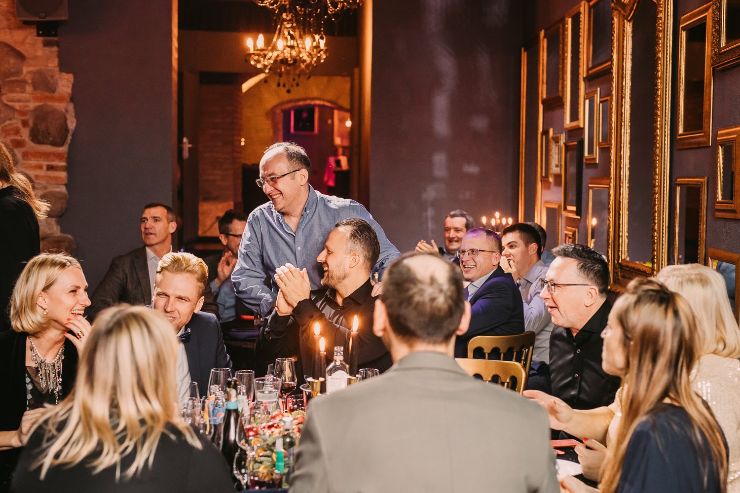 Award or recognition moment during a private dinner