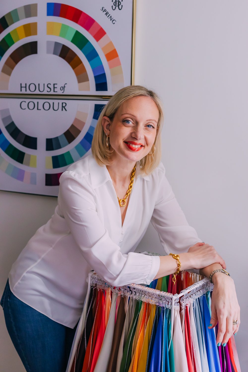 Warm portrait of a colour consultant in her studio