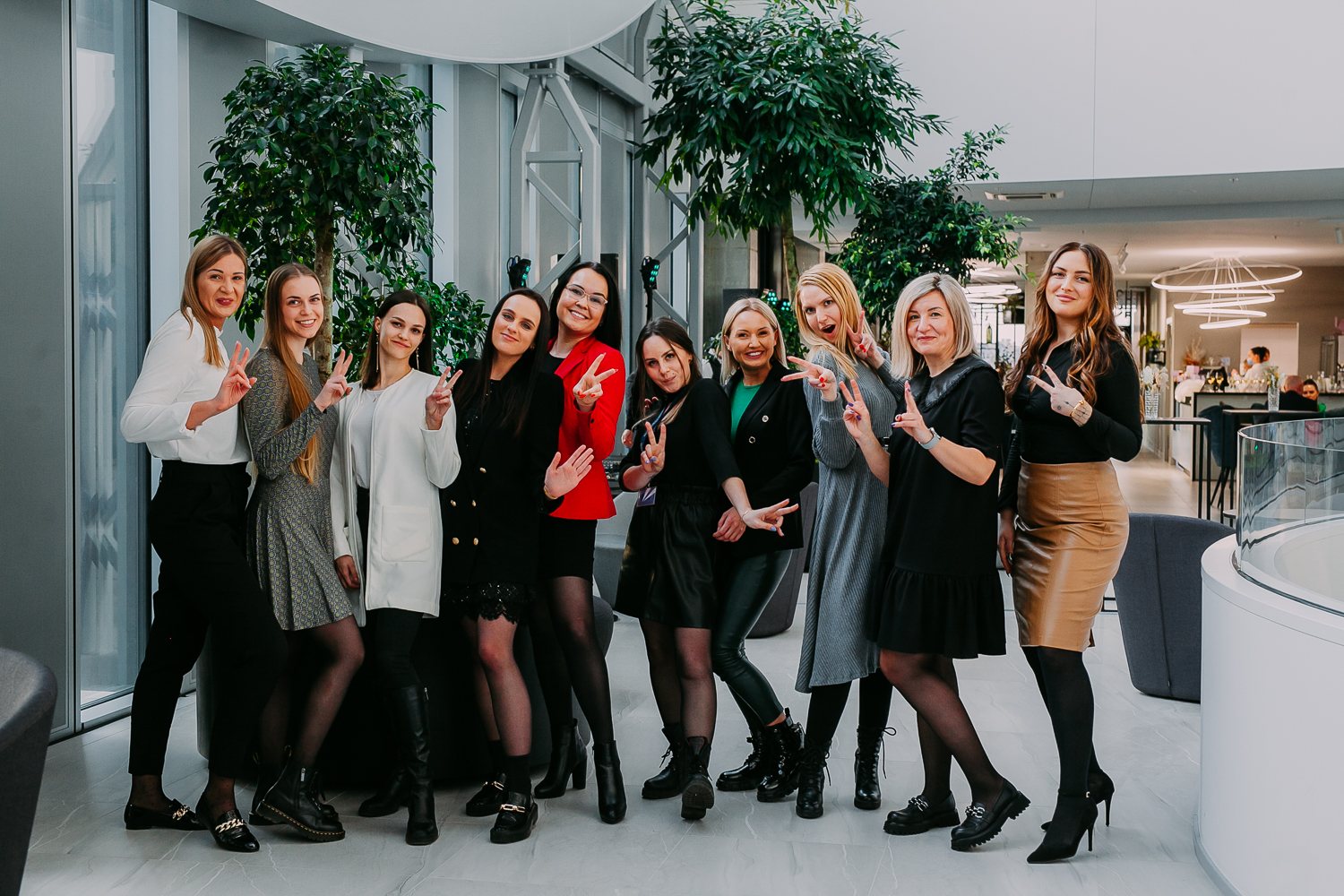 Corporate group portrait at an indoor venue