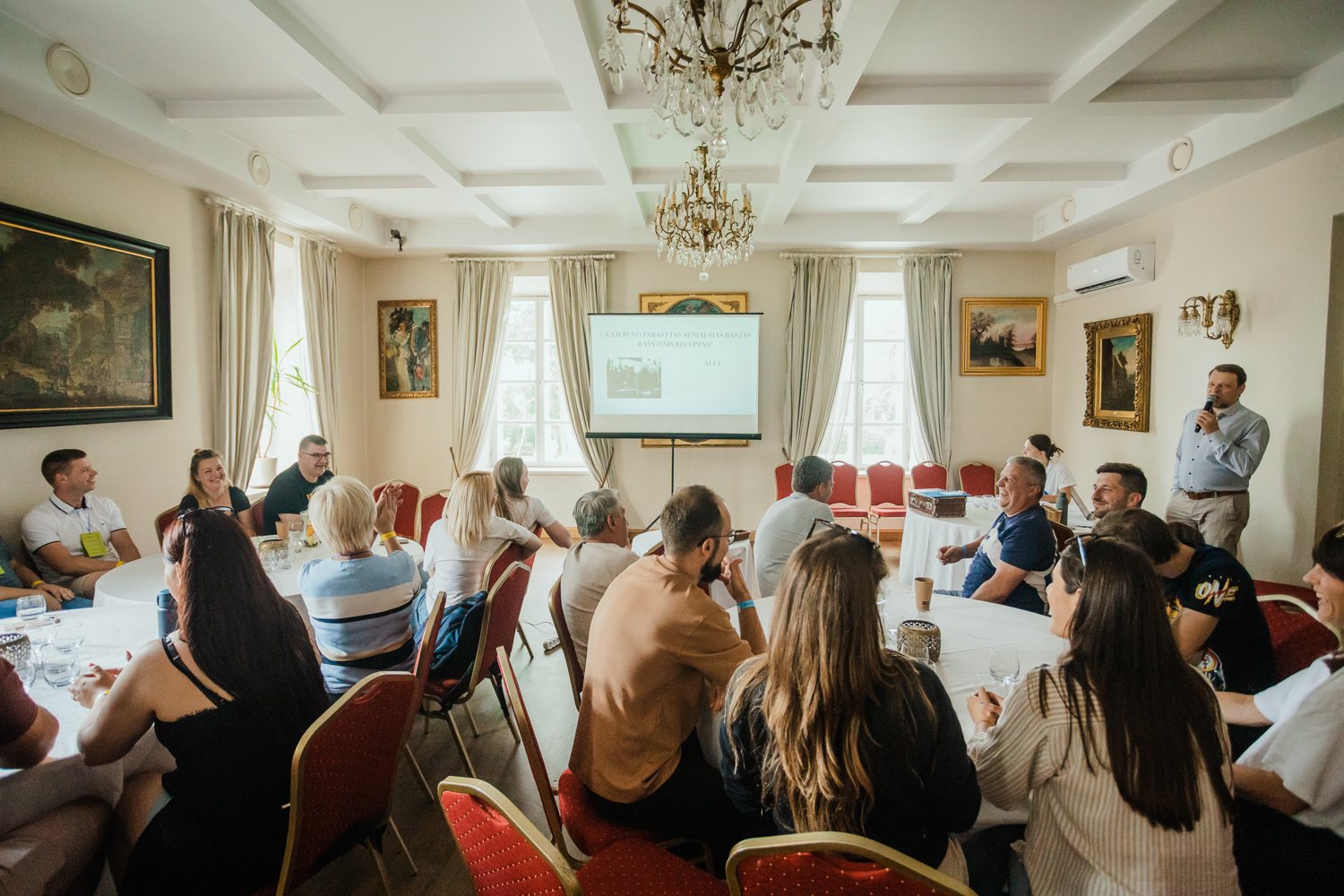 Conference room photographed during a presentation
