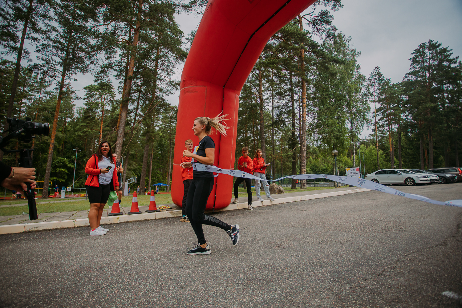 Runner crossing the finish line