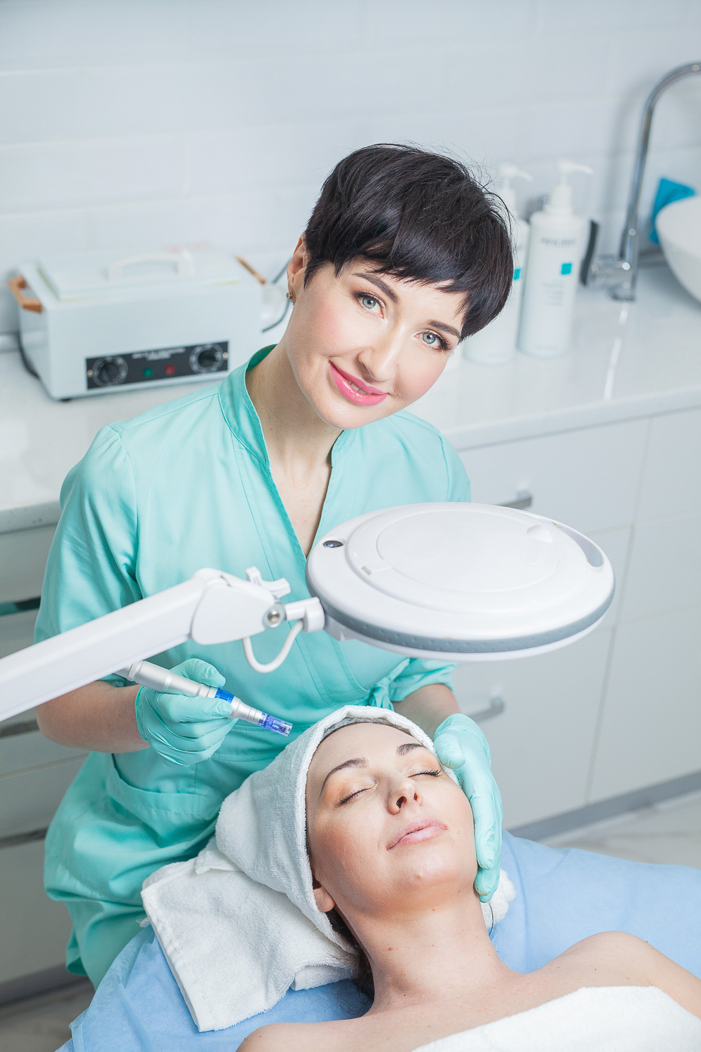 Beauty treatment setting photographed for a brand