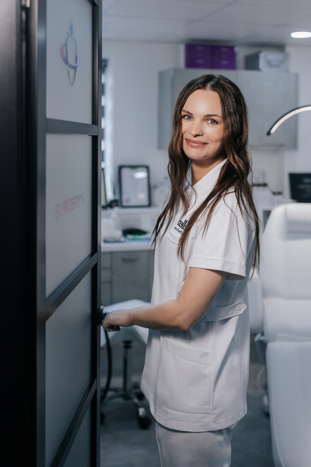 Warm portrait in a clinical studio setting