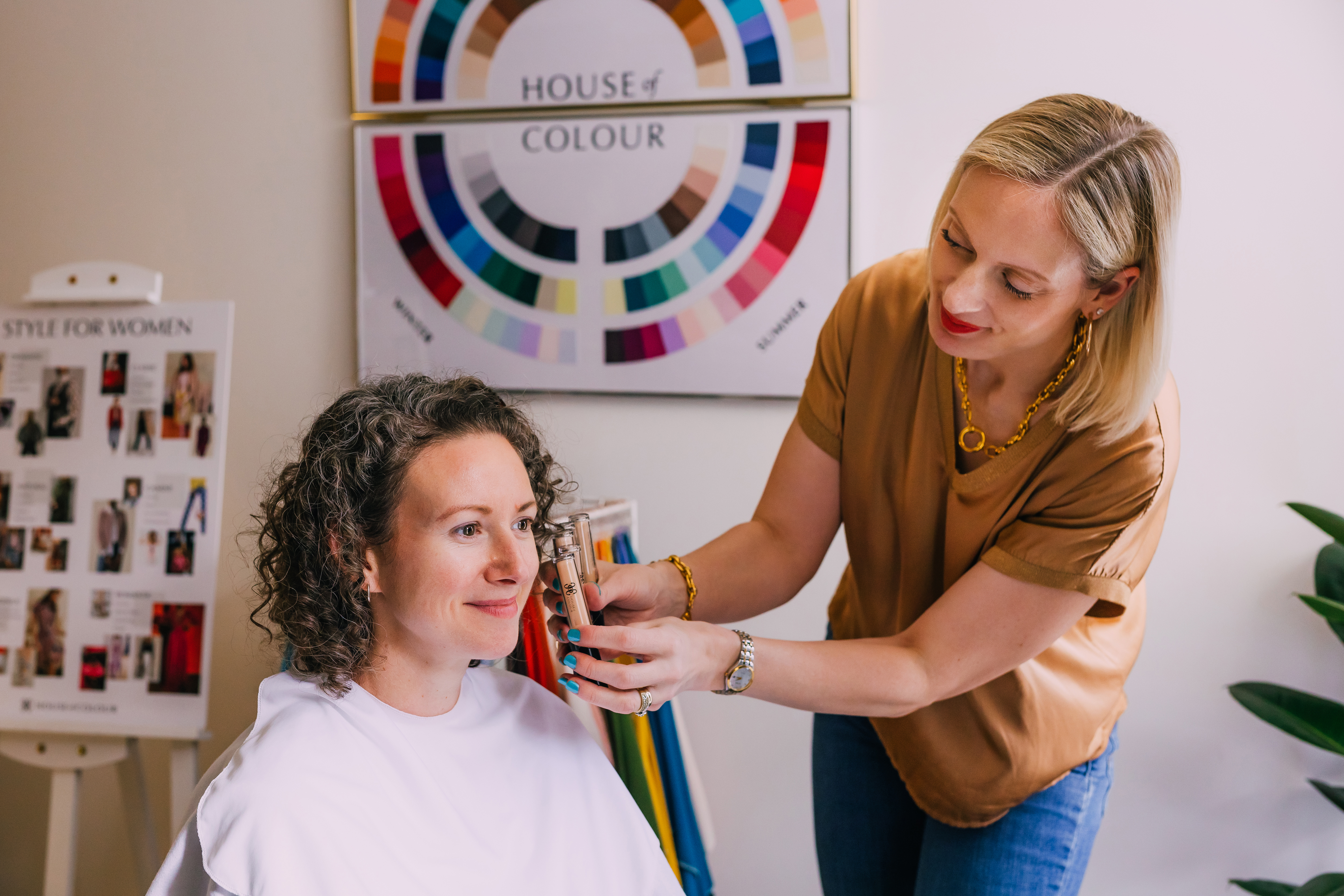 Colour styling consultation photographed in natural light